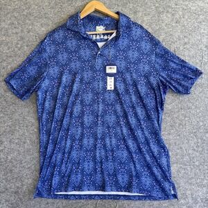 TailorByrd Polo Shirt Men's‎ 2XL Navy Blue Paisley Performance Golf SPF 30 XXL